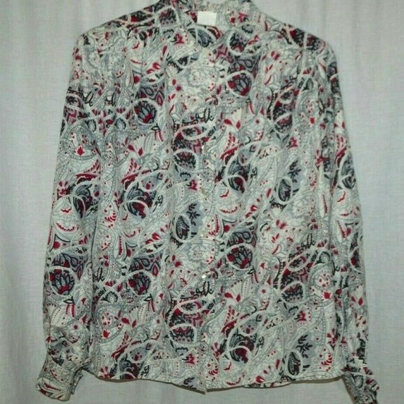 1980s Bleyle Pink Gray Paisley Polyester Button - Picture 1 of 7